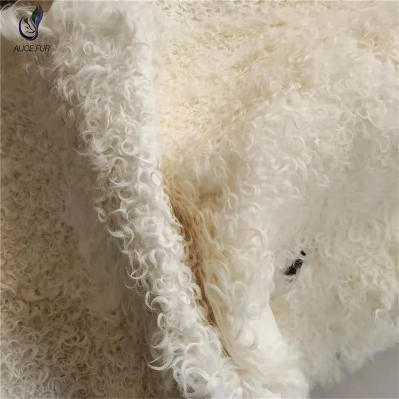 Wholesale Mongolian small Curly Lamb Fur plate Tibet Lamb Fur rugs custom size and colors