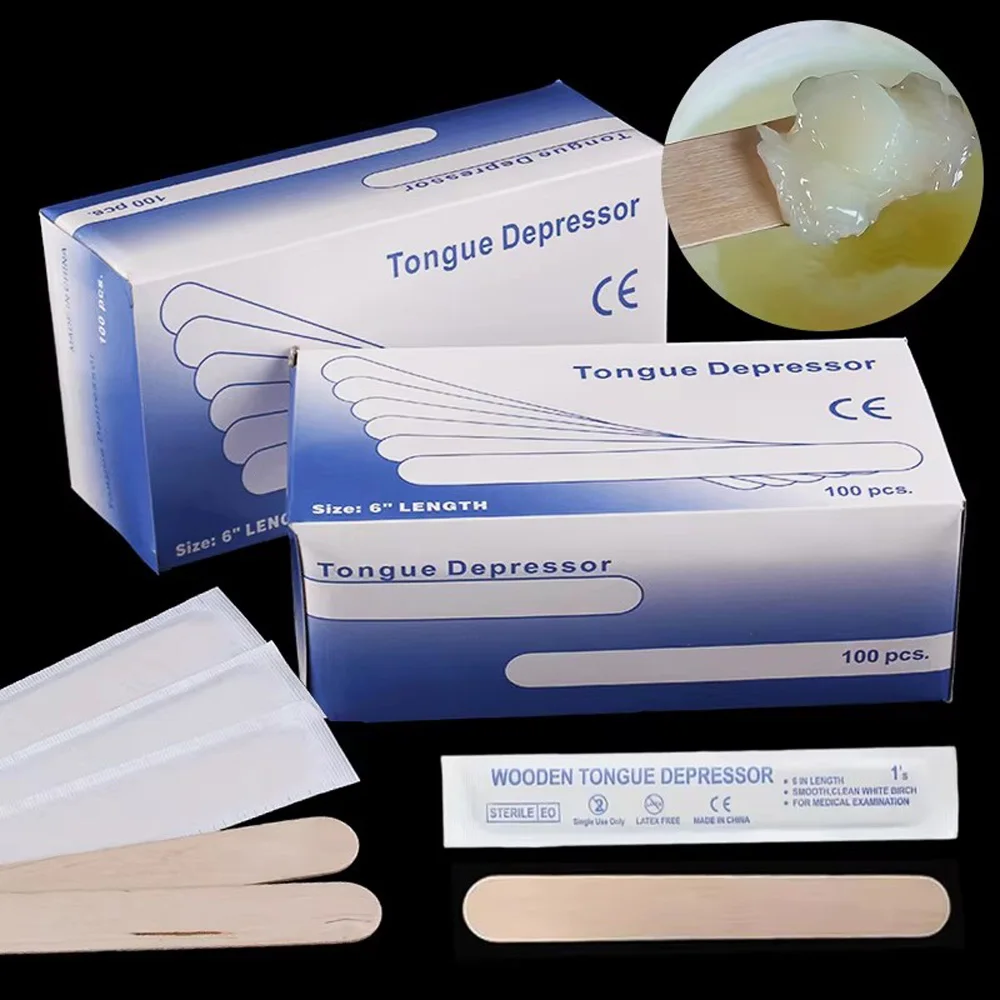 Wooden Tongue Depressors Natural Wood Sticks Non-Toxic Smooth Tattoo Waxing Stick for Beauty Salon DIY Craft Makeup Tools