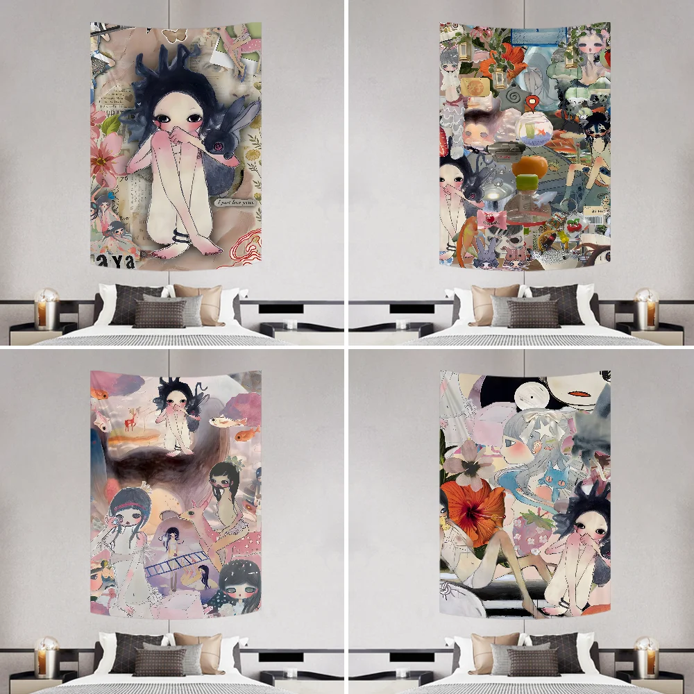 Art A-Aya T-Takano-ES Tapestry Decoration Party Background Hanging Cloth Bedroom Tapestry Room Decor Aesthetic