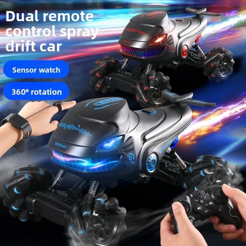 New remote control shark spray stunt drift car, climbing off-road vehicle gift with lights and sound effects