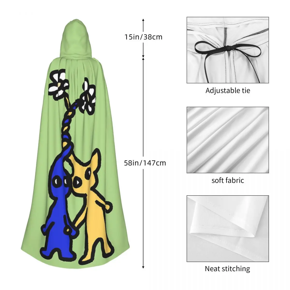 Pikmin In Luv Long Hooded Cloak Witch Medieval Costume Cosplay Cape HalloweenCoat Adult Unisex