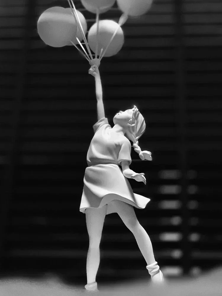 Art Balloon Girl Statues Banksy Flying Balloon Girl Sculpture Resin Craft Home Decoration Christmas Gift  living room decoration