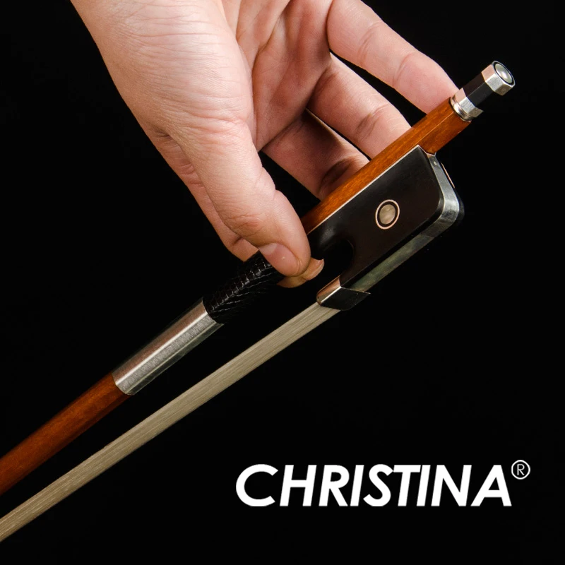 CHRISTINA Cello Bow D04 Rosewood Round Stick Circle Parisian Eye Ebony Frog Copper Winding Inlaid Abalone Shell 4/4 Size