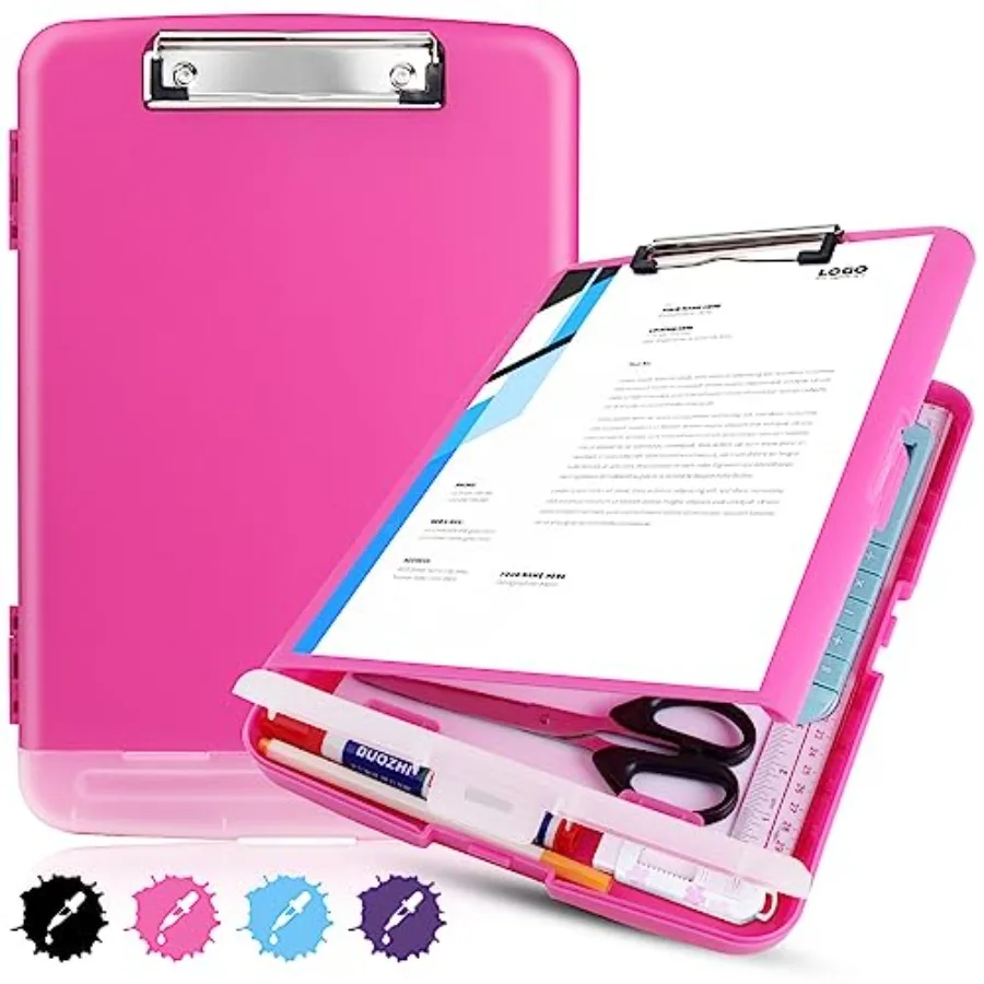 

Plastic Clipboard with Storage, A4 Nursing Clipboard Folder with Pen Holder, Cute Clip Boards 8.5x11 Heavy Duty, Side Opening f