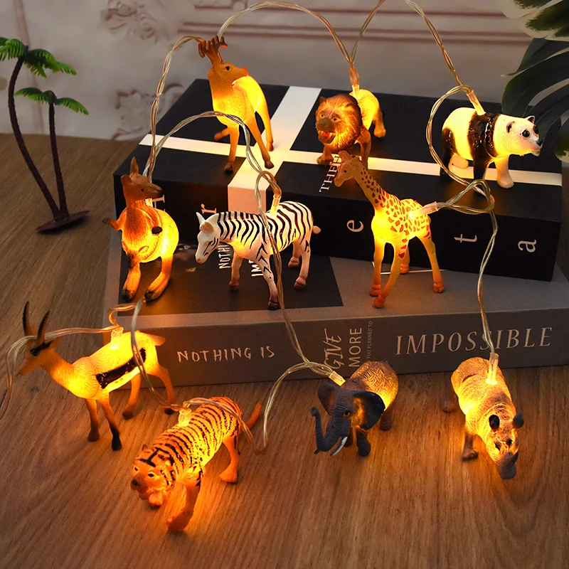 1.5M 10LED Safari Animal String Light Kids Jungle Dinosaur Birthday Party Decoration Christmas Fairy Light Garland New Year Gift