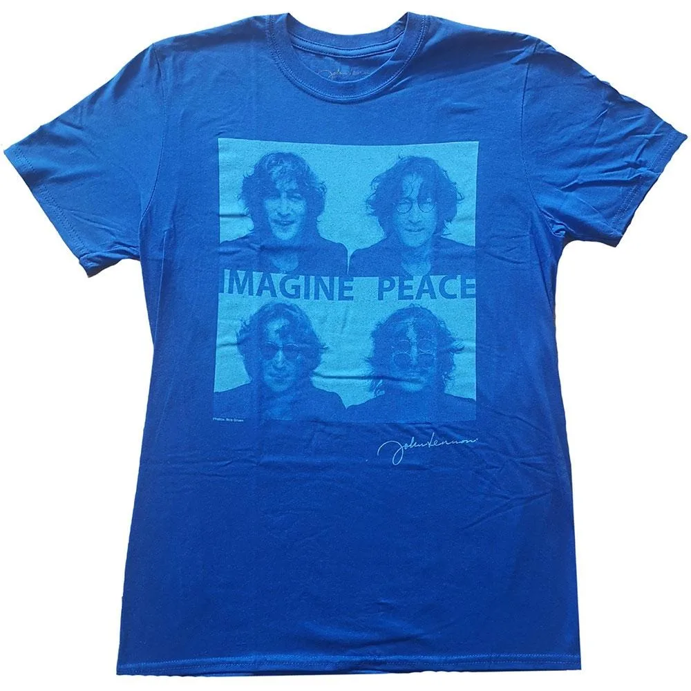 John Lennon Imagine Peace Portrait Print Baumwoll-T-Shirt Rock Legend Unisex Kurzarm-T-Shirt