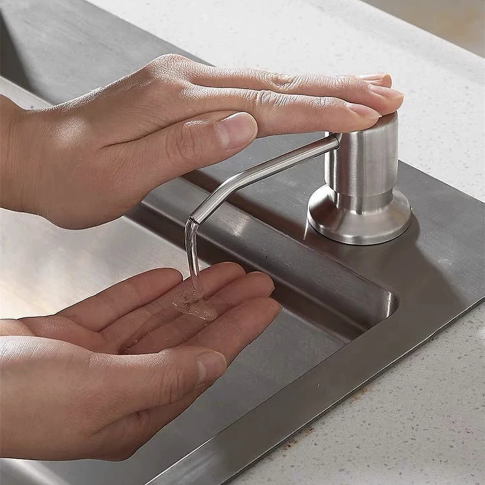 Stainless Steel Liquid Soap Dispenser Black/Silver with Pump Head for Kitchen Detergent Sink Replacement Hand Liquid Dispenser