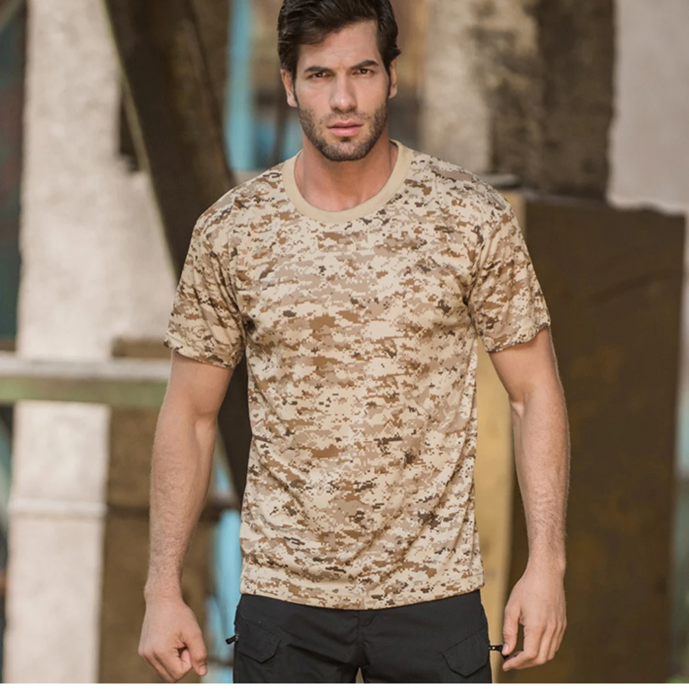 Outdoor-Sport Herren T-Shirts 3D Camouflage Schnelltrocknend O-Ausschnitt Kurzarm Oberteile Shirt Camo Wandern Jagd T-Shirt 2026 Mode – Detail 17
