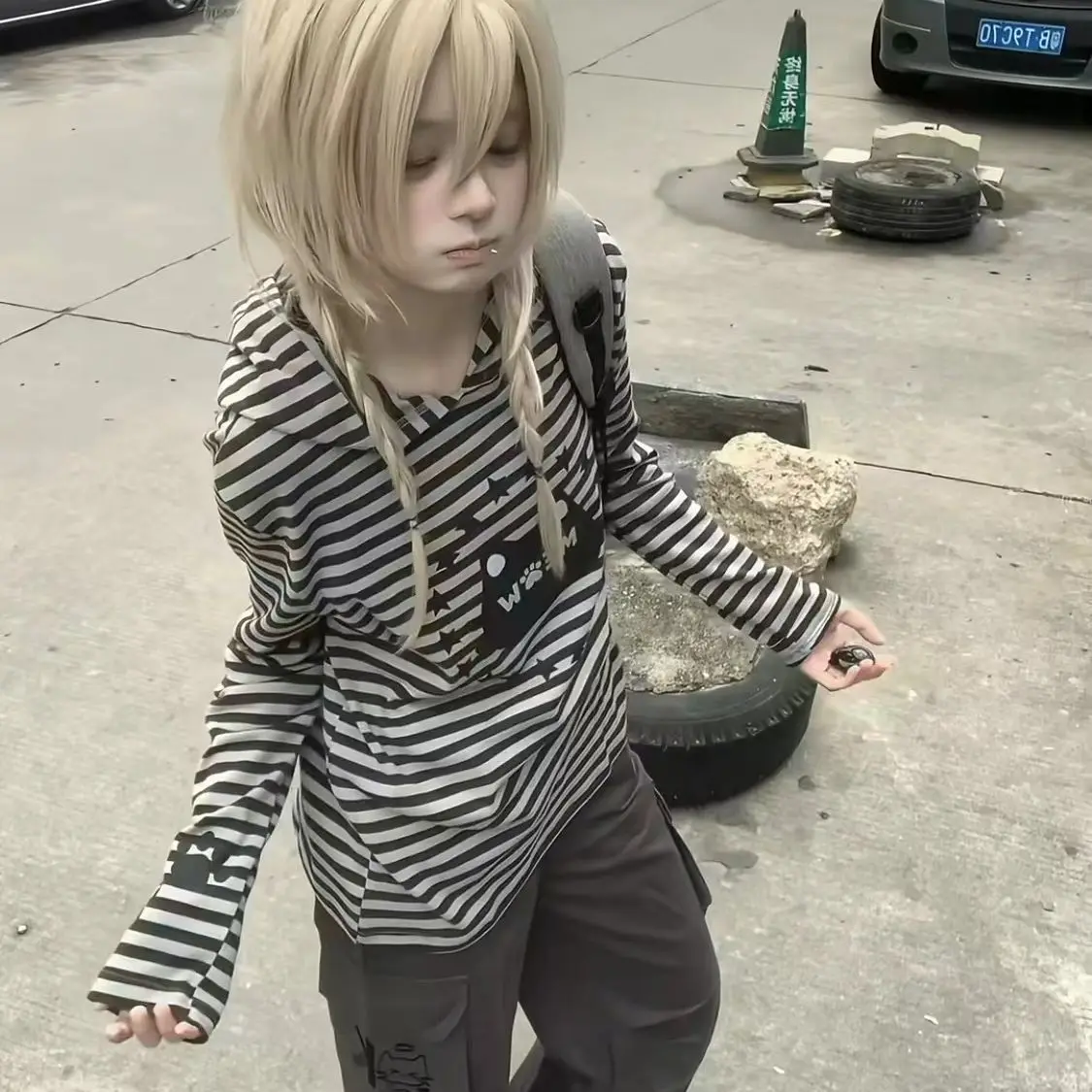 

Onalippa 2021, новинка японского аниме Curtilage Yabi, милый свободный весенне-летний повседневный женский свитер в полоску с длинными рукавами, футболка