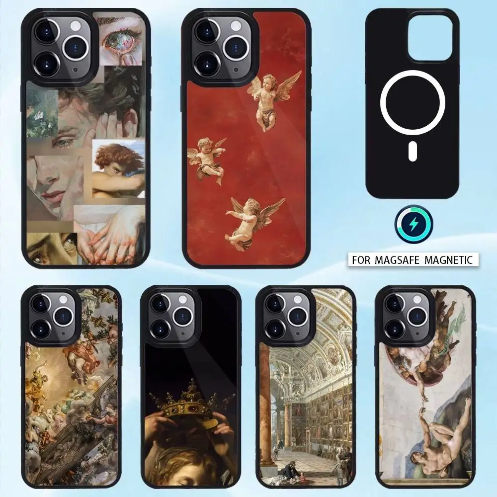 

Renaissance Art Paintings Phone Case Magnetic For iPhone16 15 14 13 12 Pro Max For Magsafe Wireless Charging Cover