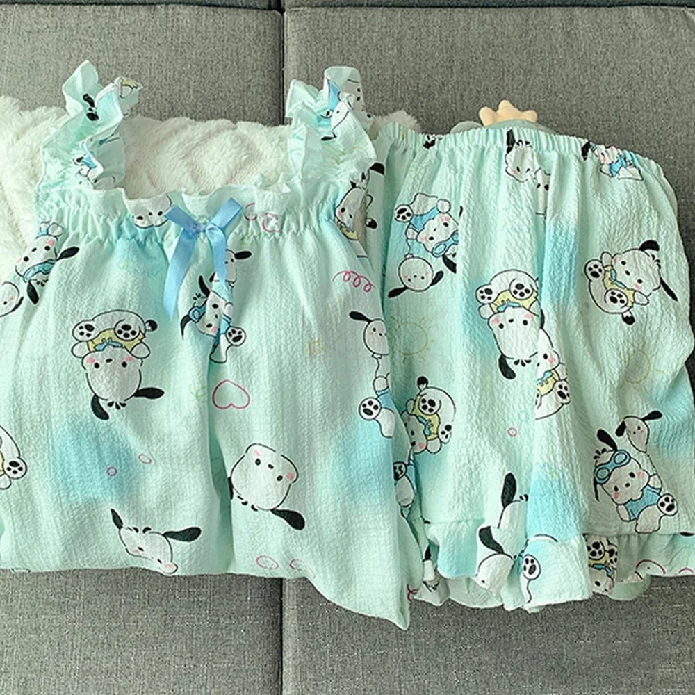 

Sanrioed аниме Melody Cinnamoroll Kawaii пижама «Hello Kitty» женская с коротким рукавом и нагрудником летняя милая одежда подарки милые