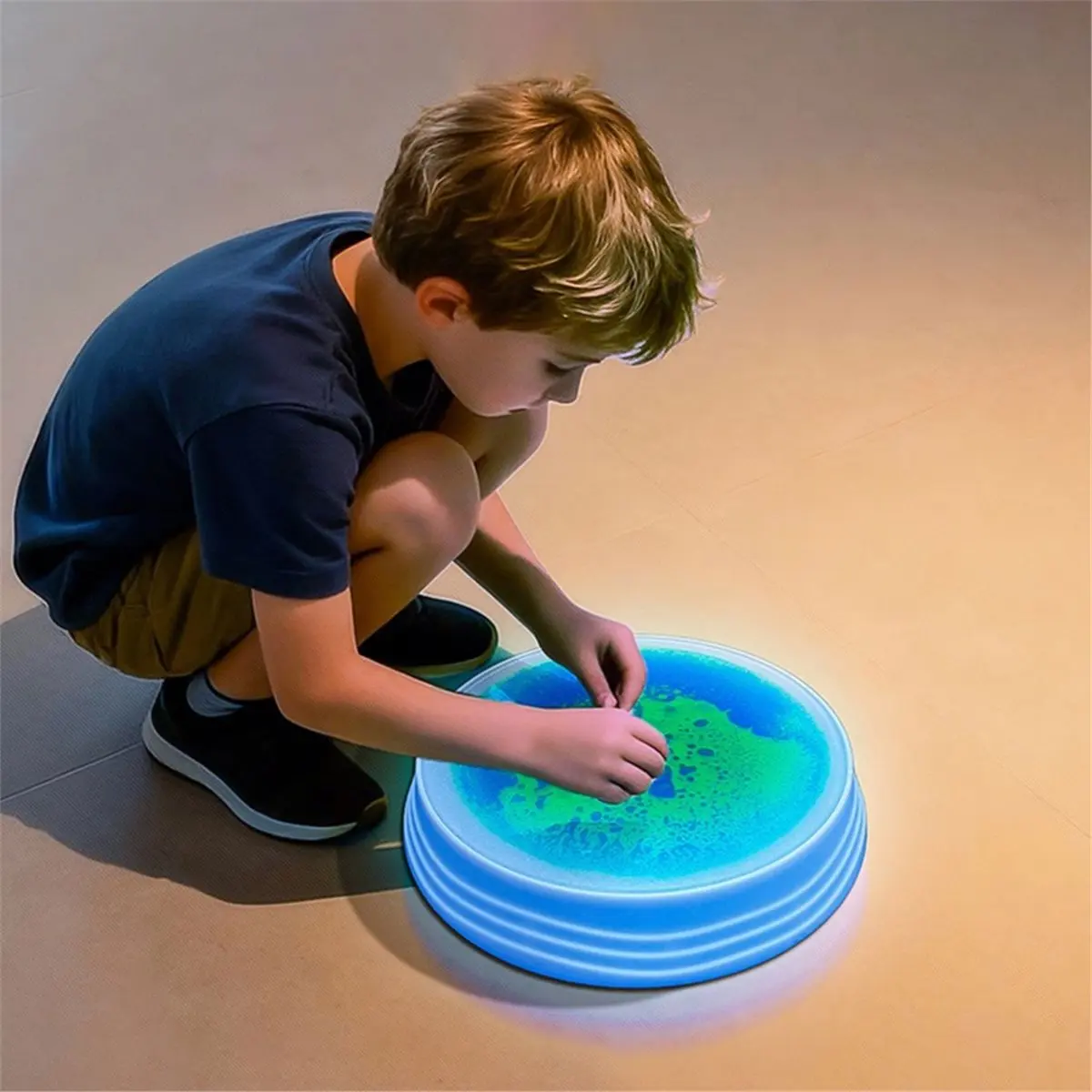 update. Rainbow Floor Mat LED Lighting Balance Stone Sensory Integration Training Toys Children Water Mat Blue-Green