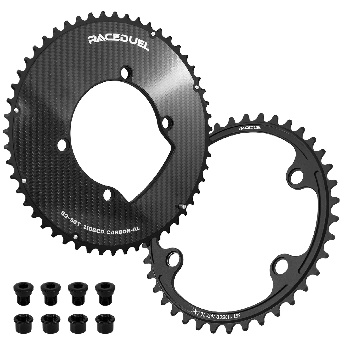 Carbon 110BCD Double Chainring for Shimano R7000 R8000 R9100 R7100 R8100 Road Bike Ultralight Chainwheel 50/34T 53/39T