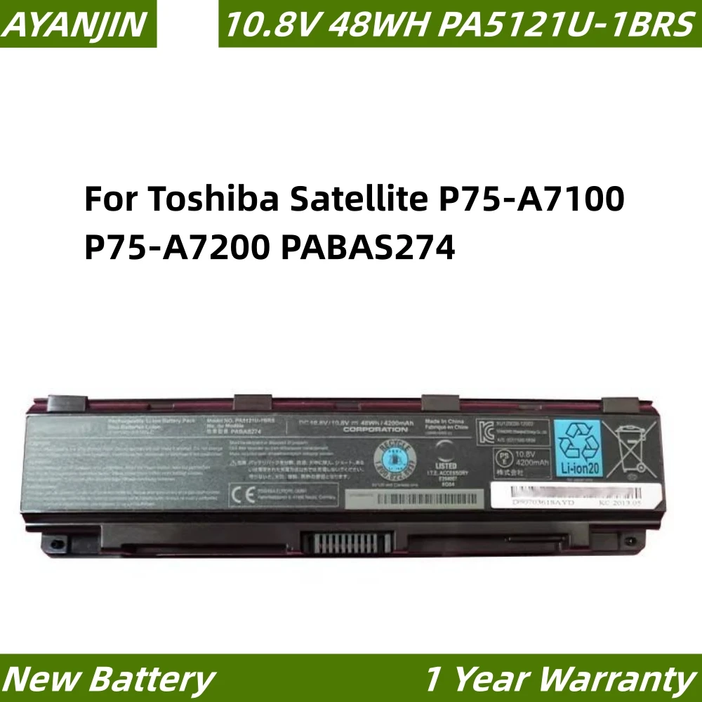 

PA5121U PA5121U-1BRS 10.8V 48WH/4200mAh Laptop Battery for Toshiba Satellite P75-A7100 P75-A7200 PABAS274