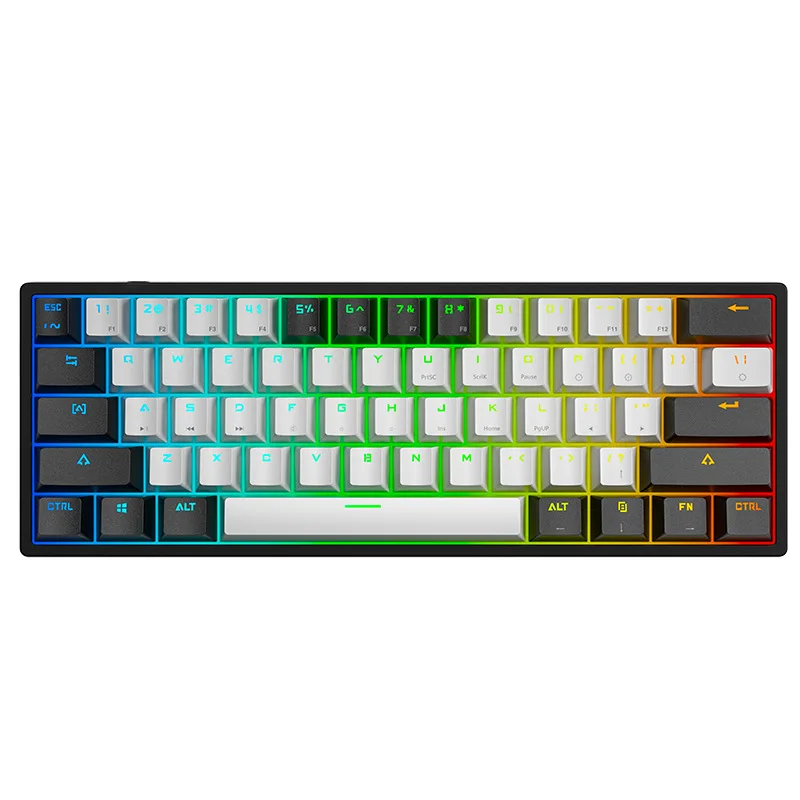 Imagem -05 - Yunguoguo-esports com Fio Teclado Mecânico com Plug-in 61 Teclas Eixo Azul Iluminado Rgb Colorido K33 Novo