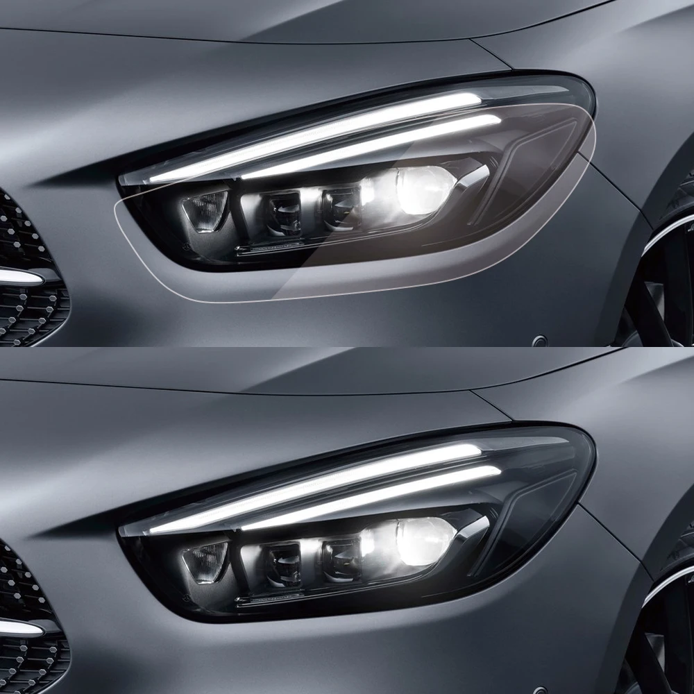 For Mercedes Benz A/B/C/E/S Class Smoke Black High Gloss Pre-Cut TPU Headlight Protective Film PPF Anti-Scratch Vinyl Wrap Kit - view 2