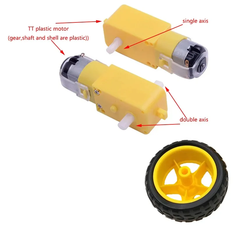 Plástico TT Motor Inteligente Robô Da Engrenagem Do Carro Motor, DIY Chassis Engrenado Motor Roda, DC 3V-6V, 1:48, Arduino, 1Pc