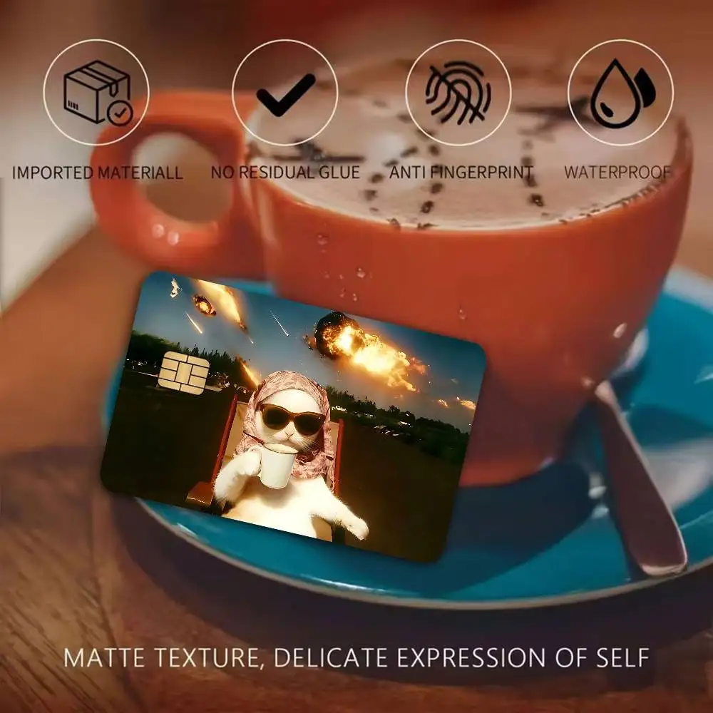 Beluga Cute Cat Credit Card Skin Stickers For VISA Bank Card Transportation Card Waterproof Sticker Anti-scratch Women Gift