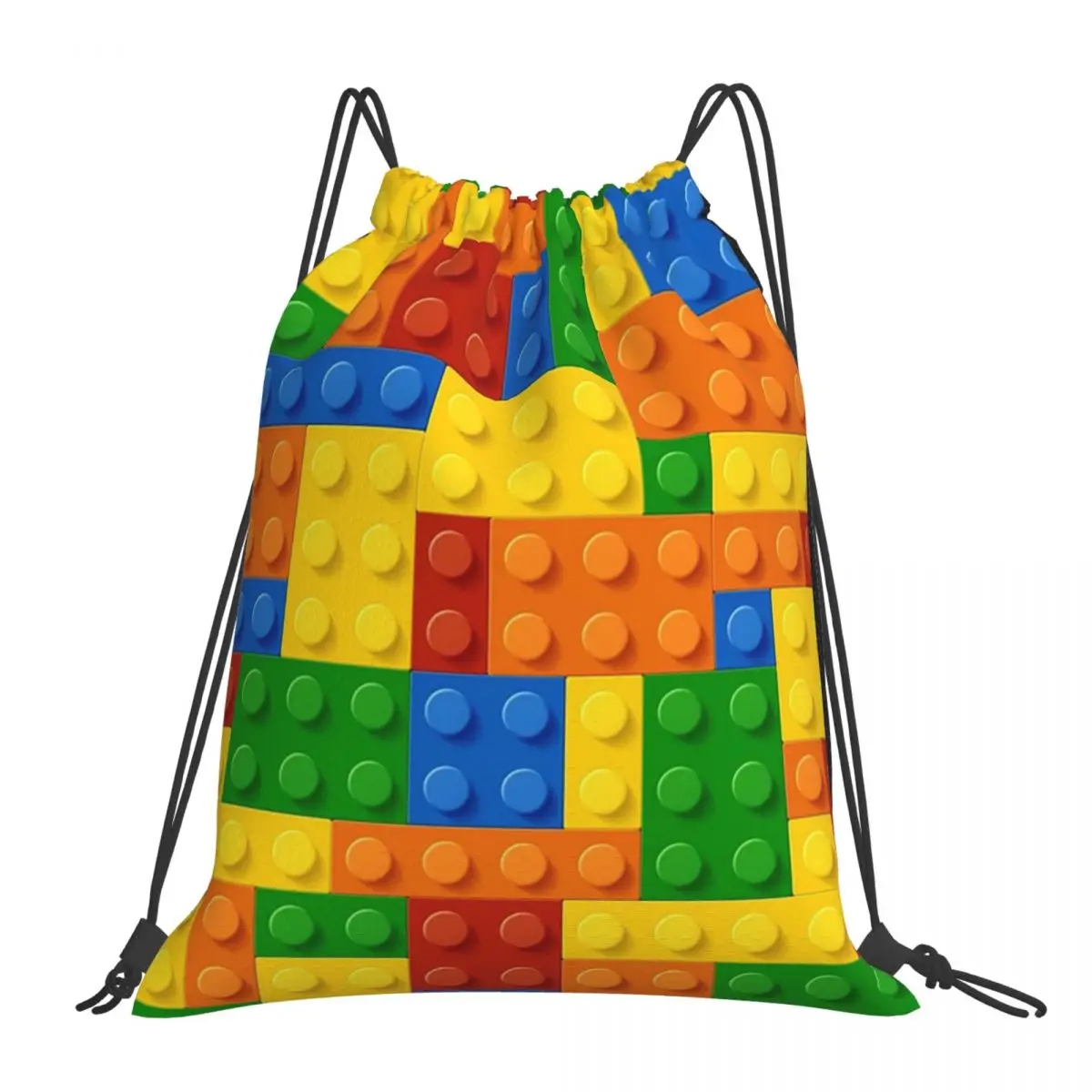 Building Blocks Construction Brick Backpacks Casual Portable Drawstring Bags Sports Bag Book Bags For Travel School