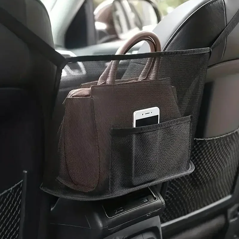 Car Seat Net Pocket Large Capacity Storage Bags For Handbag Purse Snack Hanging Vehicle Back Seats Pouches Automobile Supplies