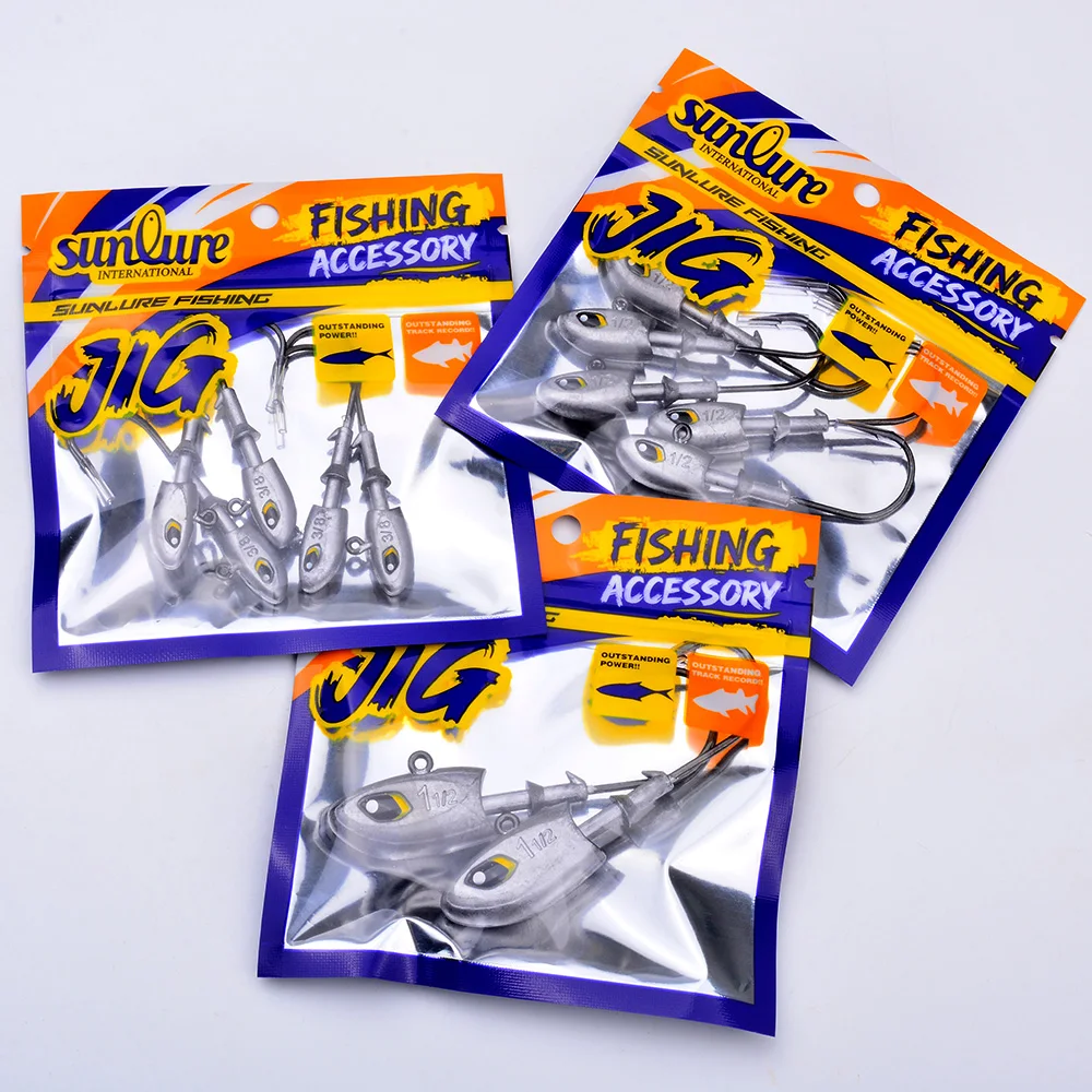 Sunlure Hochkarbon-Stahl 3D Fischaugen-Haken mit Widerhaken 2/3/5 Stück Bleikopf-Jighaken für Weichköder Bass Salzwasser-Angelausrüstung – Detail 11