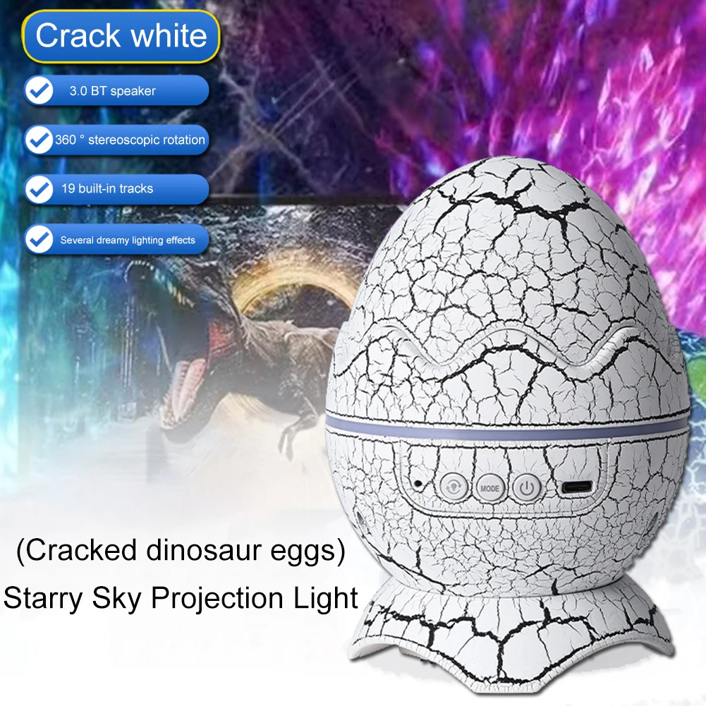 

LED Dragon Egg Lamp Remote/Sound Control Dinosaur Eggs Shell Galaxy Starry Projector Bluetooth Starry Night Light Projector Gift