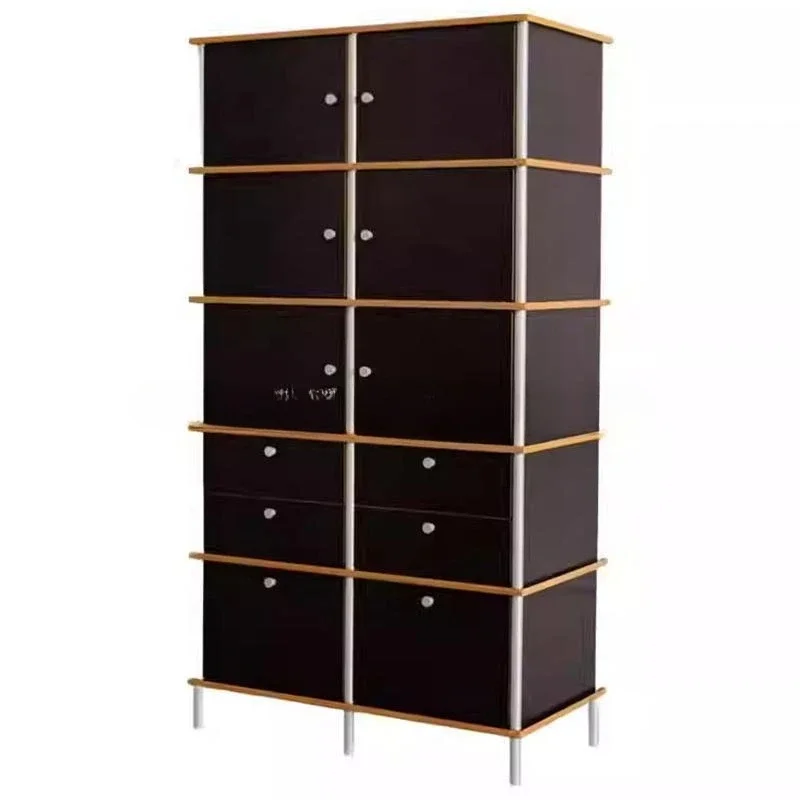 Black Vintage Living Room TV Storage Cabinet Stainless Steel Multi-layer Drawer Locker Multifunctional Locker