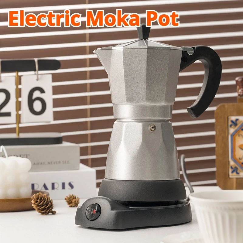 

Electric mocha pot with its own base Lazy electric all-aluminum coffee machine Retro home coffee pot