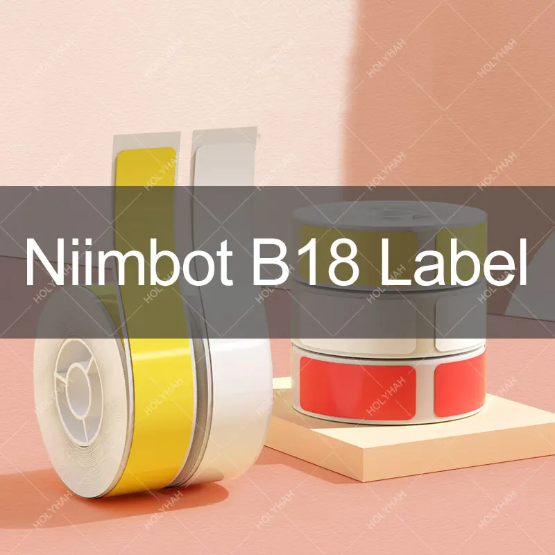 Niimbot B18 PET 라벨 컬러 감열지 롤 리본, 라벨 스티커 미니 프린터용, 화이트, 블랙, 레드, 블루, 롤 당 16 미터