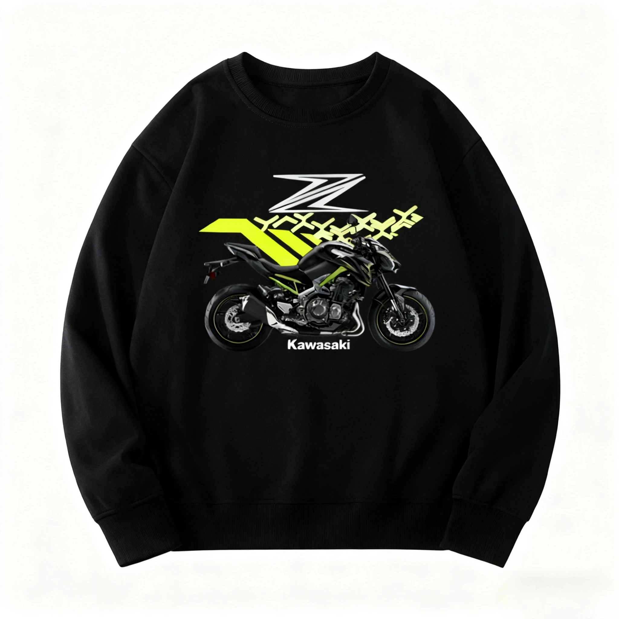 

New trendy Kawasaki Ninja motorcycle logo printed round-neck sweatshirt for men and women in the 2025 autumn/winter collection 3