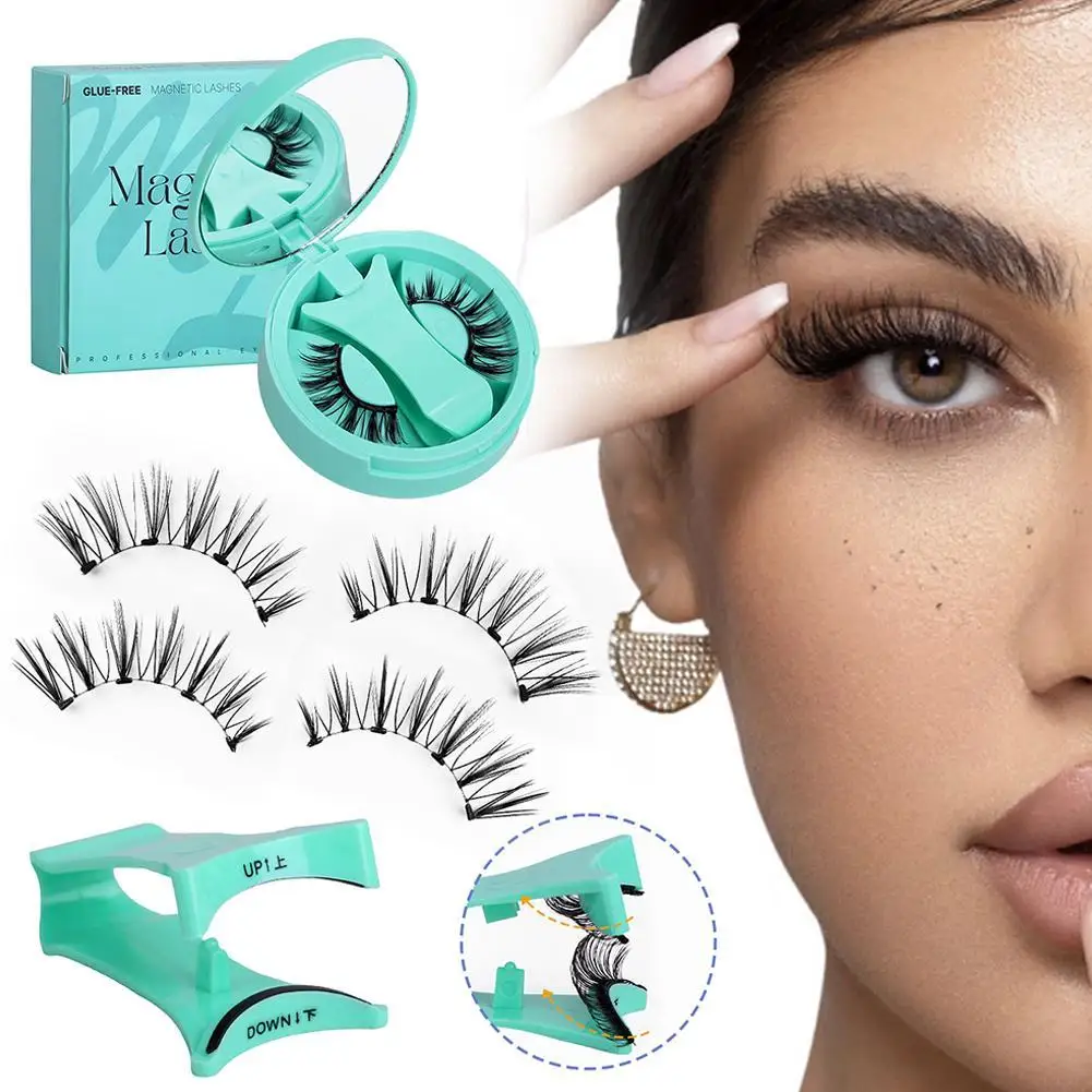 Magnetic eyelash false eyelashes set with tweezers, reusable, no glue required Fluffy  No Glue Needed Lashes Makeup With Tweezer