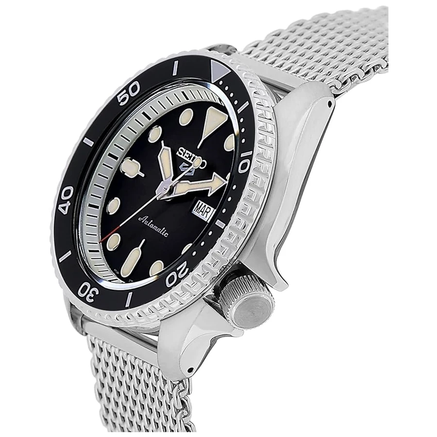 SEIKO 5 SRPD73 SKX Style Automatic Wristwatch 42.5mm Black Dial Stainless Steel 100m WR Day-Date LumiBrite Casual Sport