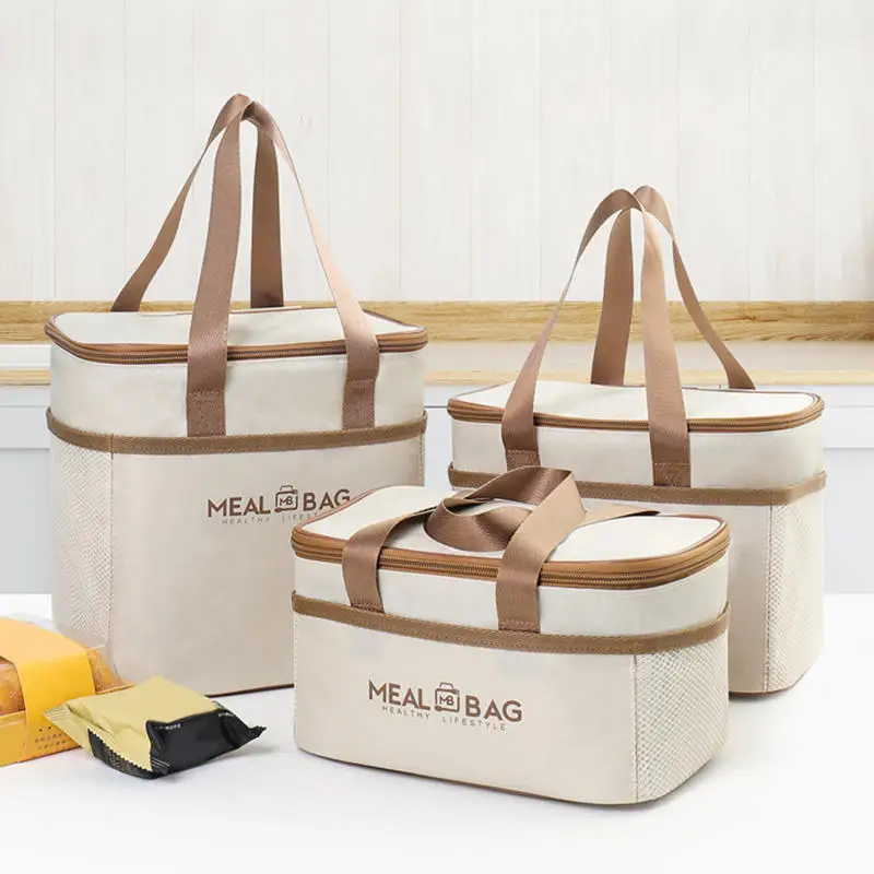 Multifunctional Thickening Tote Cooler ถุงอาหารกลางวันสําหรับผู้หญิงผู้ชายขนาดใหญ่ความจุปิคนิคกล่องอาหารกลางวันกันน้ํา