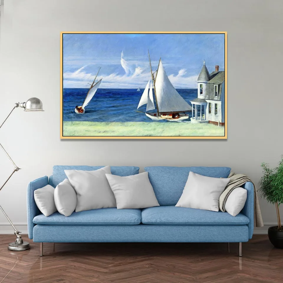 

The Lee Shore by Edward Hopper Seascape oil painting on canvas handmade Sailboat picture for living room Home decorations