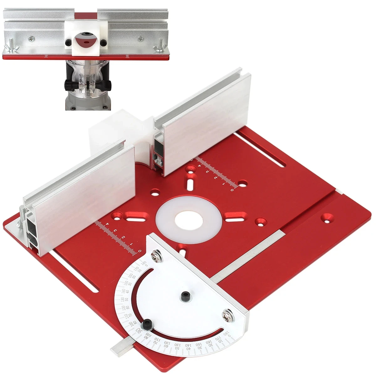 Aluminium Router Table Insert Plate Woodworking Trimmer Electric Wood Milling Flip Plate With Miter Gauge for DIY Working Benche