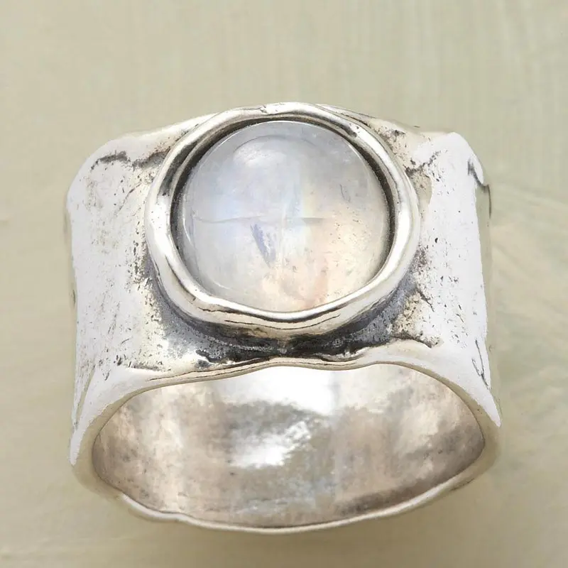 Vintage Round Moonstone Rings for Men Female Wedding Party Anniversary Gift Jewelry Accessories Gifts for Girl Anillos Mujer