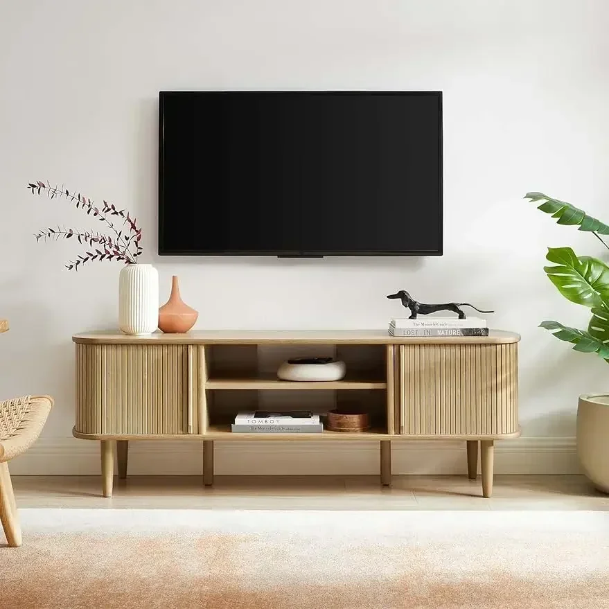 Modway-Media TV Stand in Oak, Mid-Century, Modern, 55 