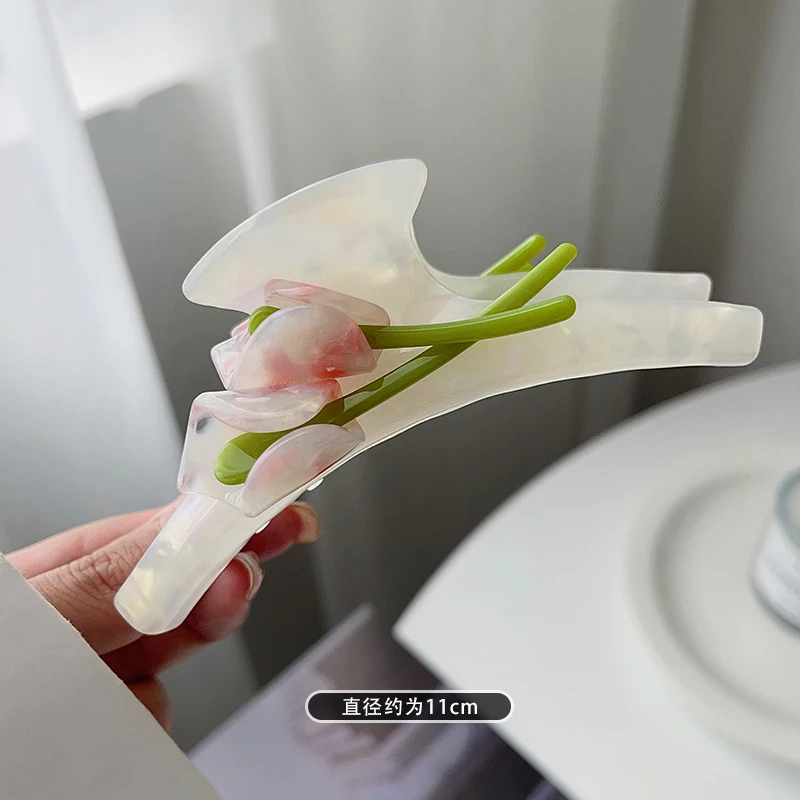 11cm Long Clip Calla Lily Hair Clips Acetate Hair Crabs Fashion Hair Claws for Long Hair Floral Barrettes