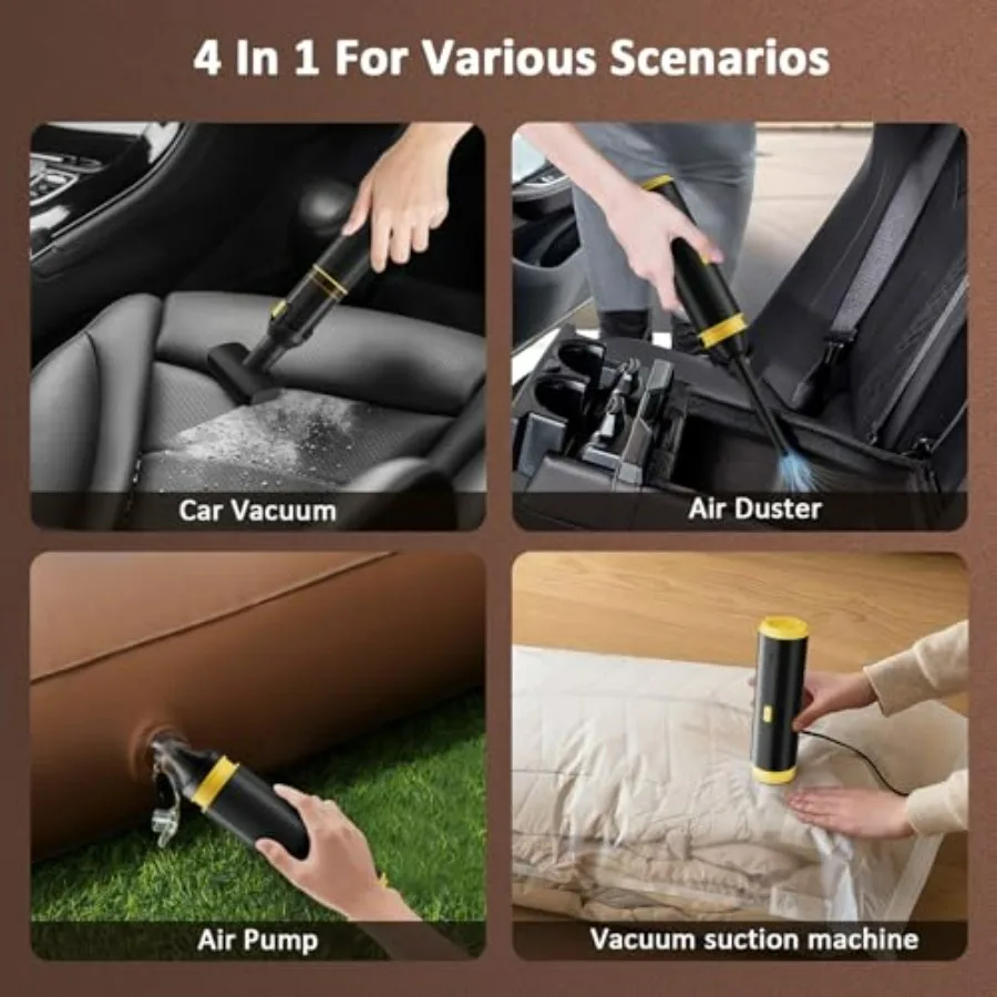مكنسة كهربائية لاسلكية صغيرة 4 في 1 مع شفط قوي 21 كيلو باسكال للتنظيف الفعال في السيارات والمنازل الصغيرة المحمولة #2
