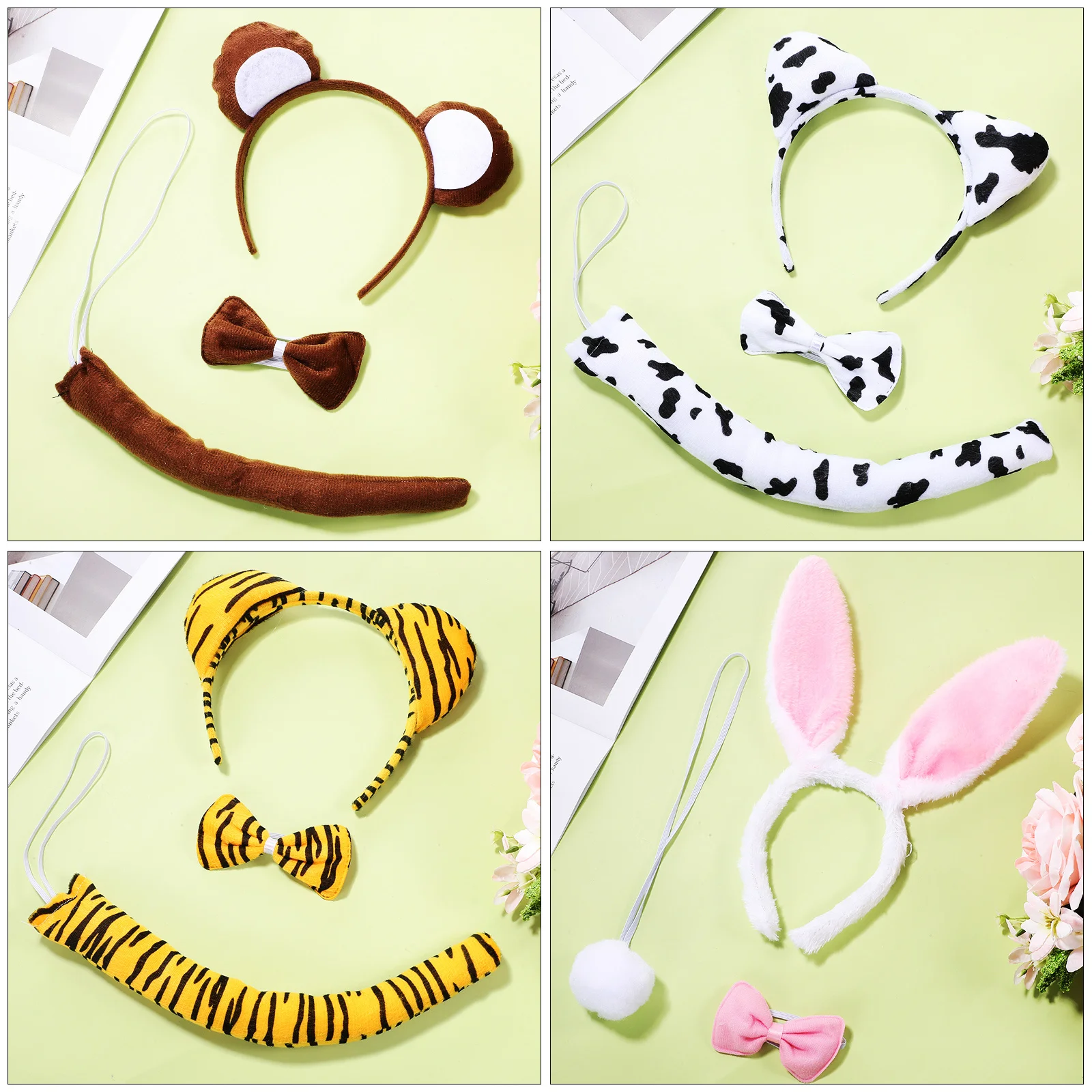 

6Sets Animal Ears Headbands Bow Ties Tails Costume Props for Cosplay Theme Party Photography Stage Performance