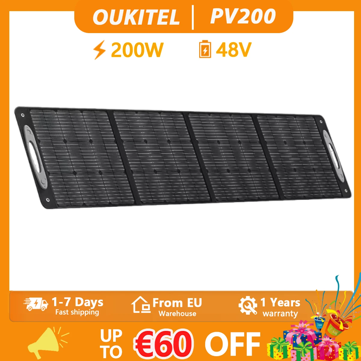 OUKITEL PV400/PV200 Draagbaar Opvouwbaar Zonnepaneel 23% Energieconversieratio voor Buiten Kamperen Waterdicht Zonne-oplaadpaneel