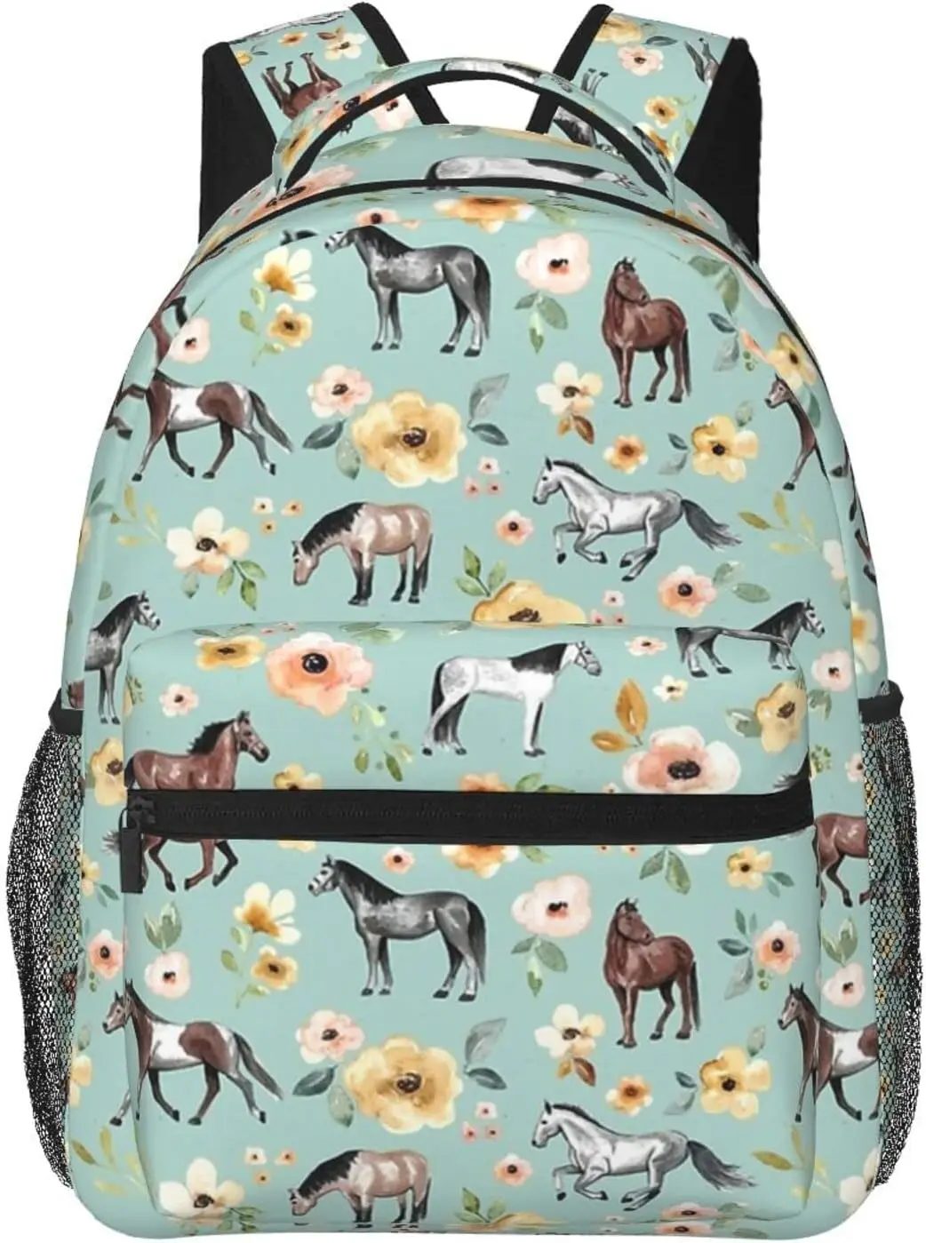 Cute Horse Flowers Backpack Lightweight Laptop Backpacks College Bookbag for Travel Hiking