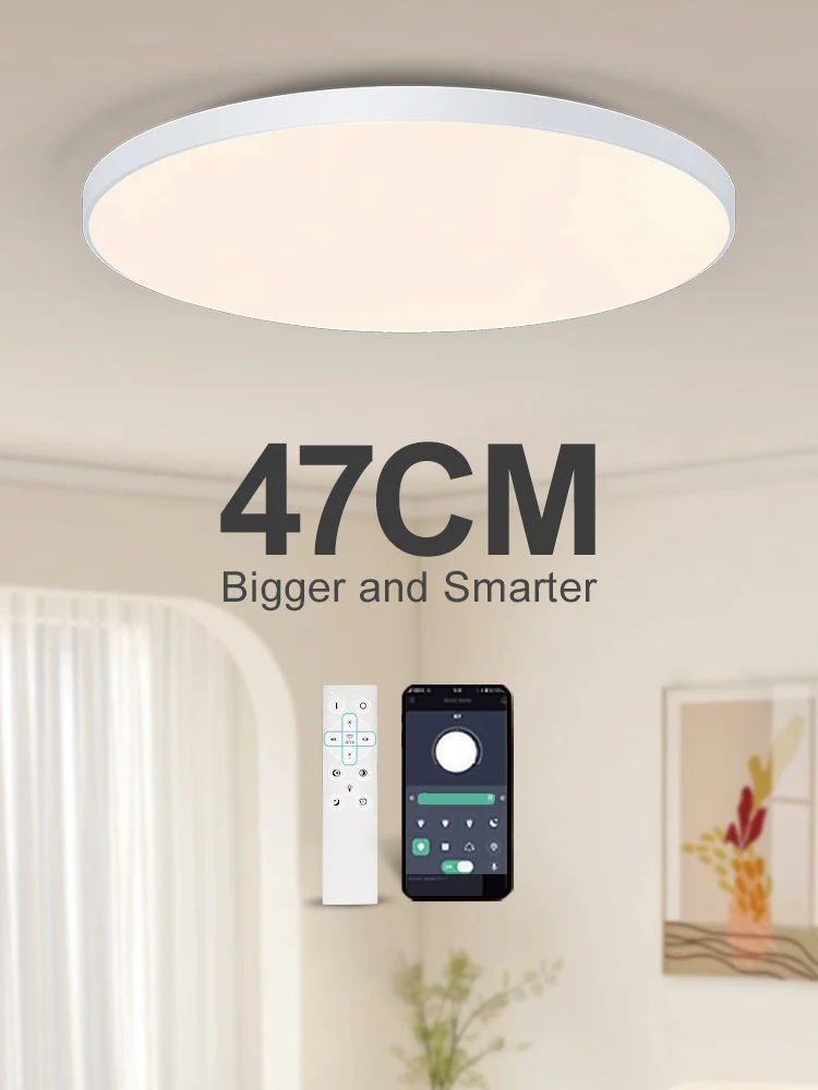 Lámpara de techo inteligente MARPOU, lámpara led para dormitorio, lámparas de techo grandes, luces Led con control remoto, luces led regulables para habitación