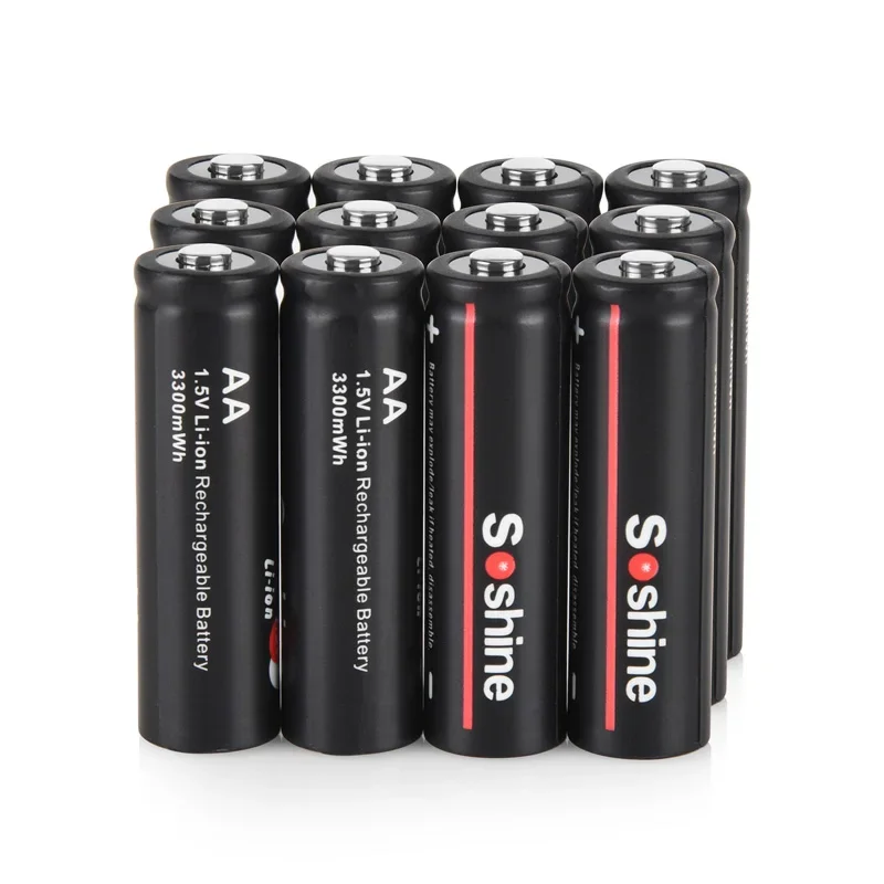 Soshine 3300mwh Batteries 1.5V Lithium Li-ion Battery and AA Charger 1.5V AA Rechargeable Battery for Toys Remote Control Camera