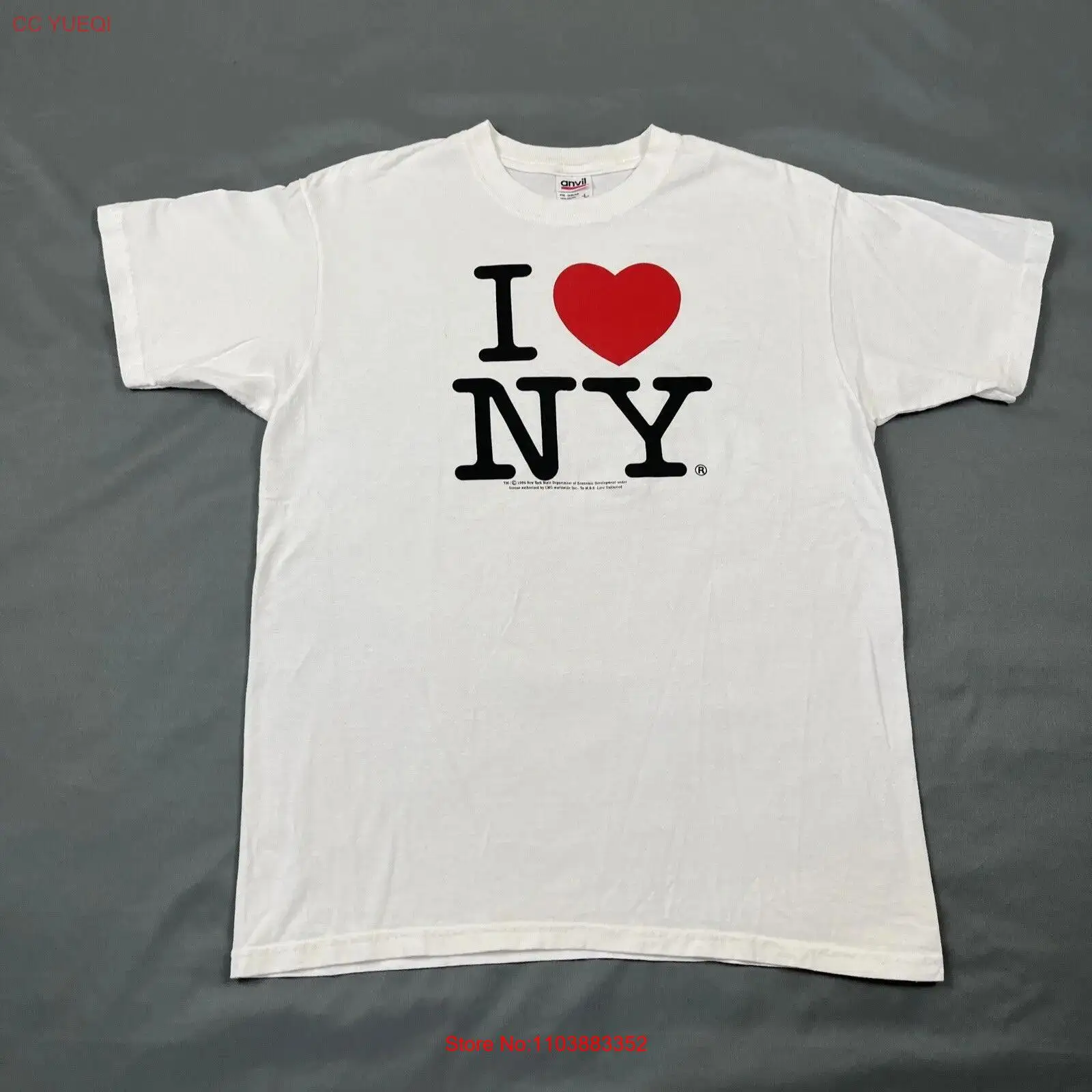 Винтажная белая мужская футболка 1996 I Heart New York L с классическим логотипом Love VTG 90s