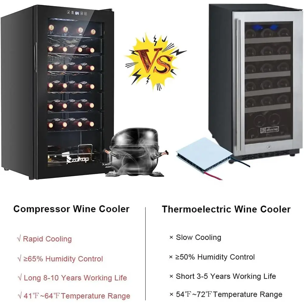 28 زجاجة مبرد نبيذ ثلاجة مدمجة تحكم رقمي في درجة الحرارة ثلاجة نبيذ قائمة بذاتها كونترتوب قبو تبريد الهواء