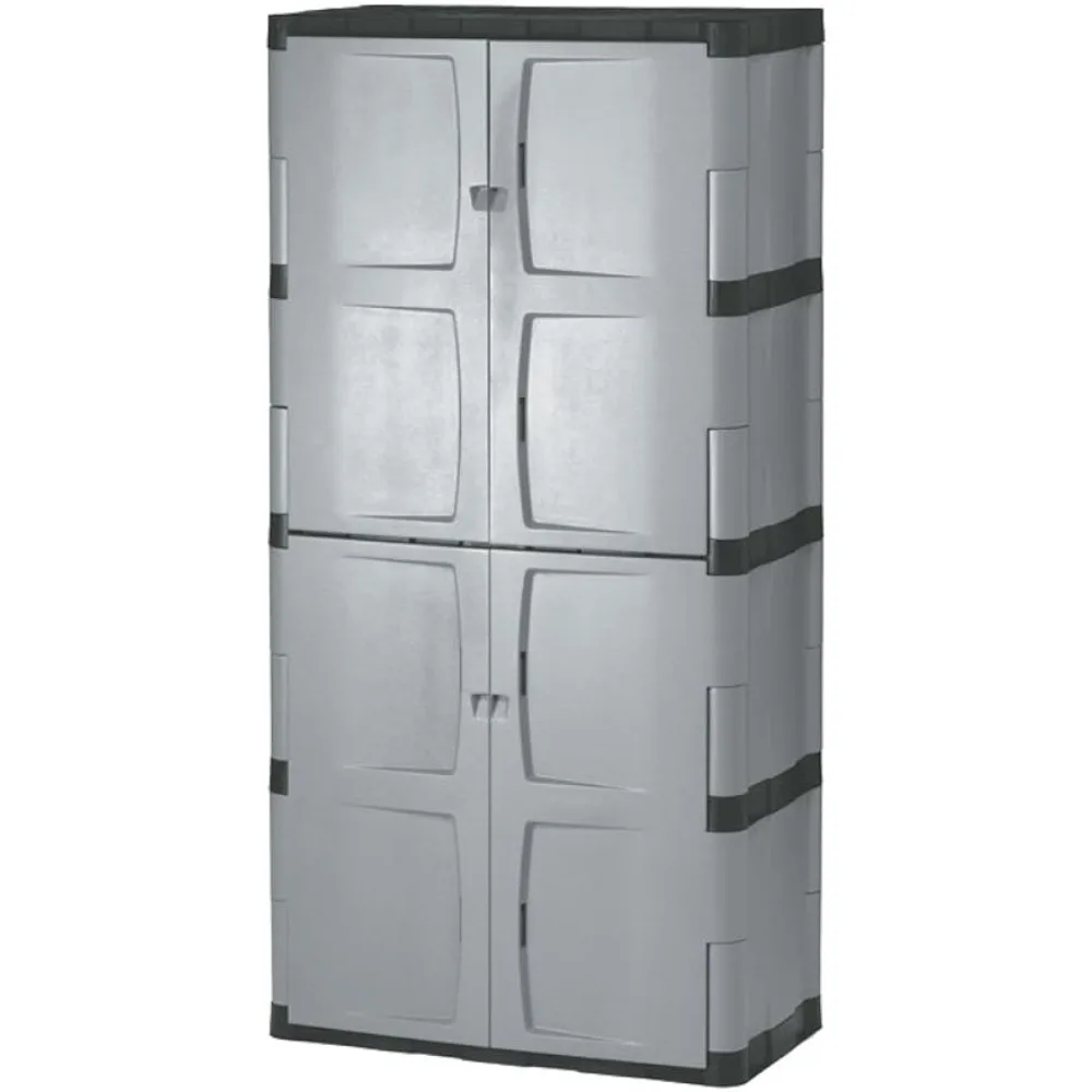 

Freestanding Storage Cabinet, Five Shelf with Double Doors, Lockable, Large, 690-Pound Storage Capacity,Gray,For Garage/Outdoor