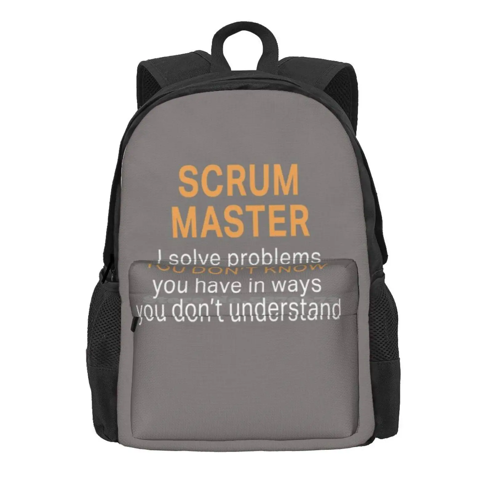 Funny Scrum Master Solve Problems Design Hot Sale Schoolbag Backpack Fashion Bags Friends Themed Project Manager Project