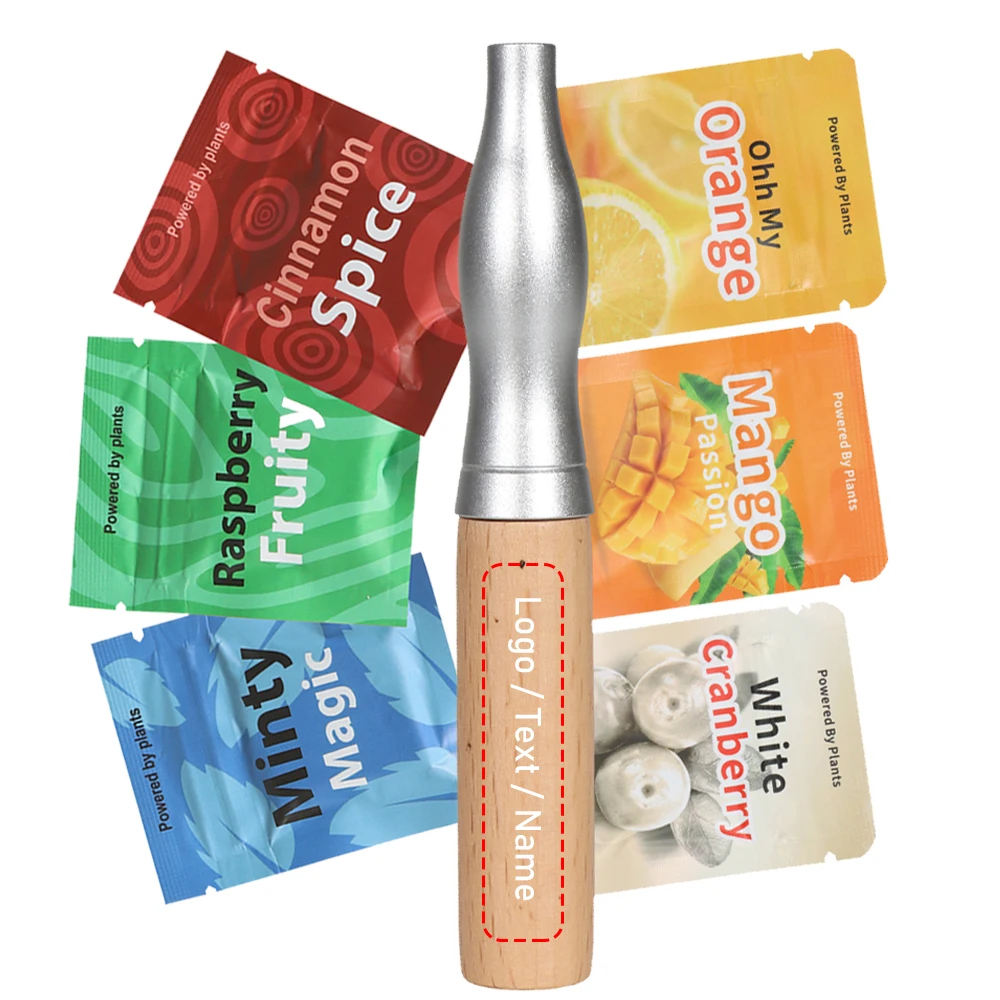 Personalized Inhaler with Custom Name Logo Nicotine-Free Smokeless Aromatherapy Stick Wooden Quit Smoking Tool for Home Office