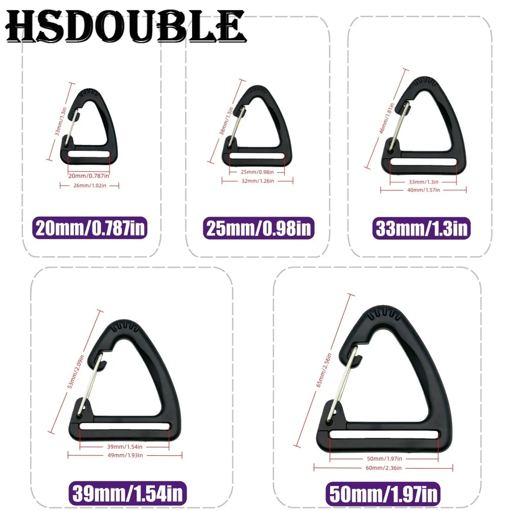 5-20Pcs Plastic Spring Quickdraws Clip Hooks Keychain Belt Buckles Triangle Carabiner for Backpack  DIY Accessories